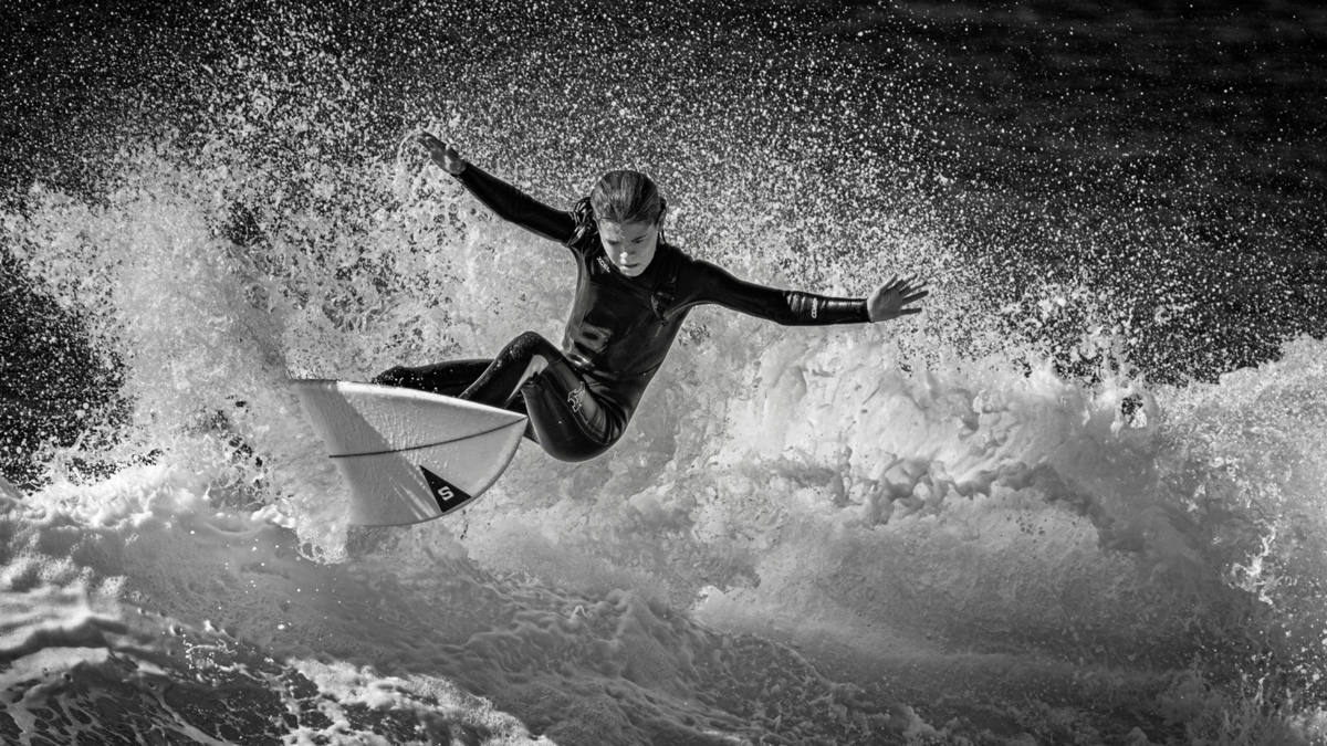 2021 Open Monochrome Section "Early Morning Surf" by Peter Obrien FAPS: Awarded SSNEP Gold Medal